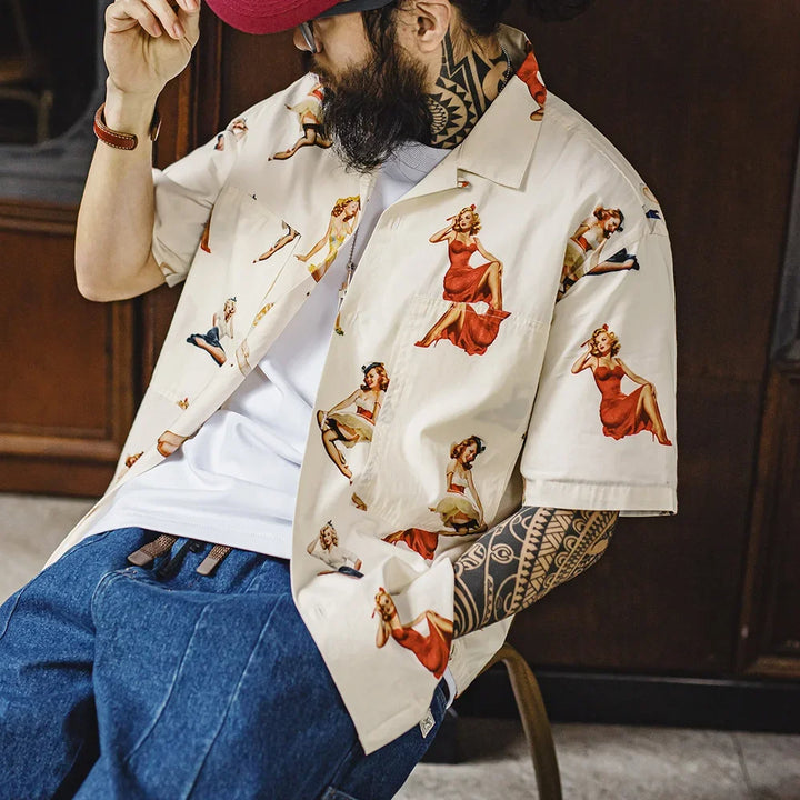 Men’s Short-Sleeved Shirt with Graphic All-Over Print