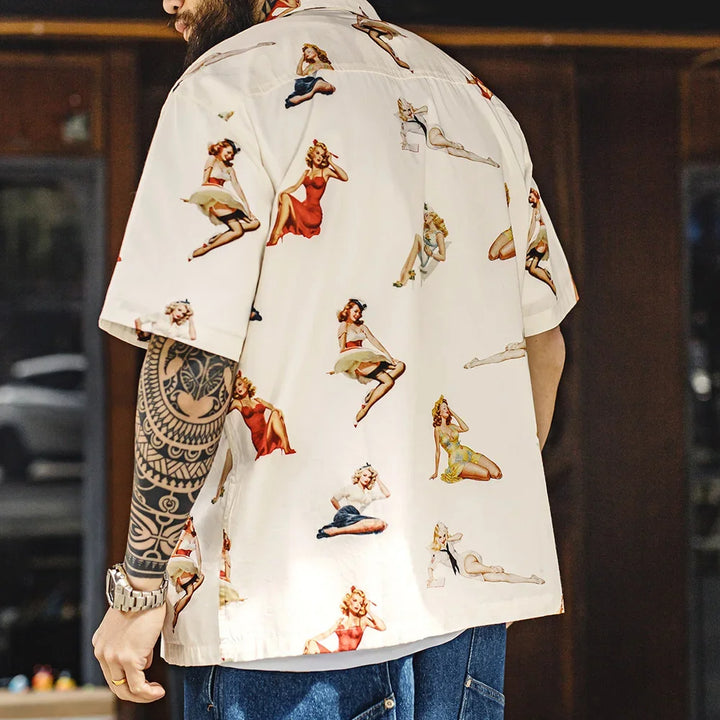 Men’s Short-Sleeved Shirt with Graphic All-Over Print