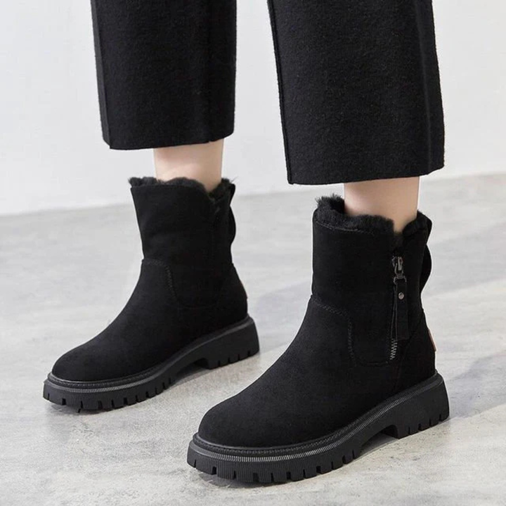 Women's Ankle Boots with Platform Lug Sole and Side Zip Closure