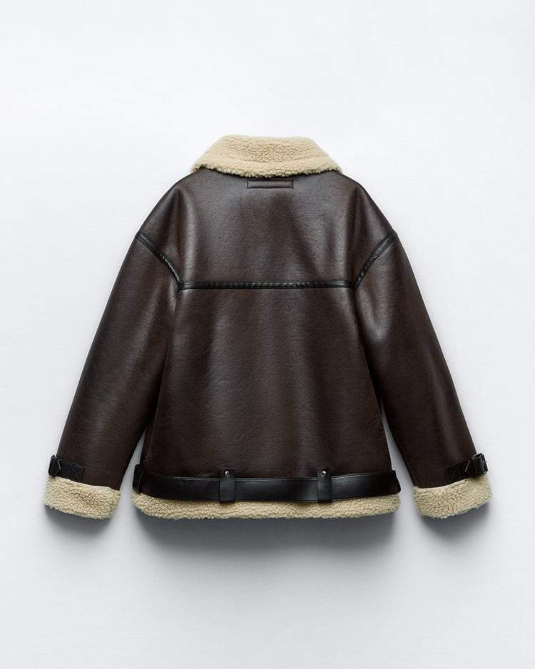 Women's Aviator Jacket with Sherpa Collar and Asymmetric Zip Closure