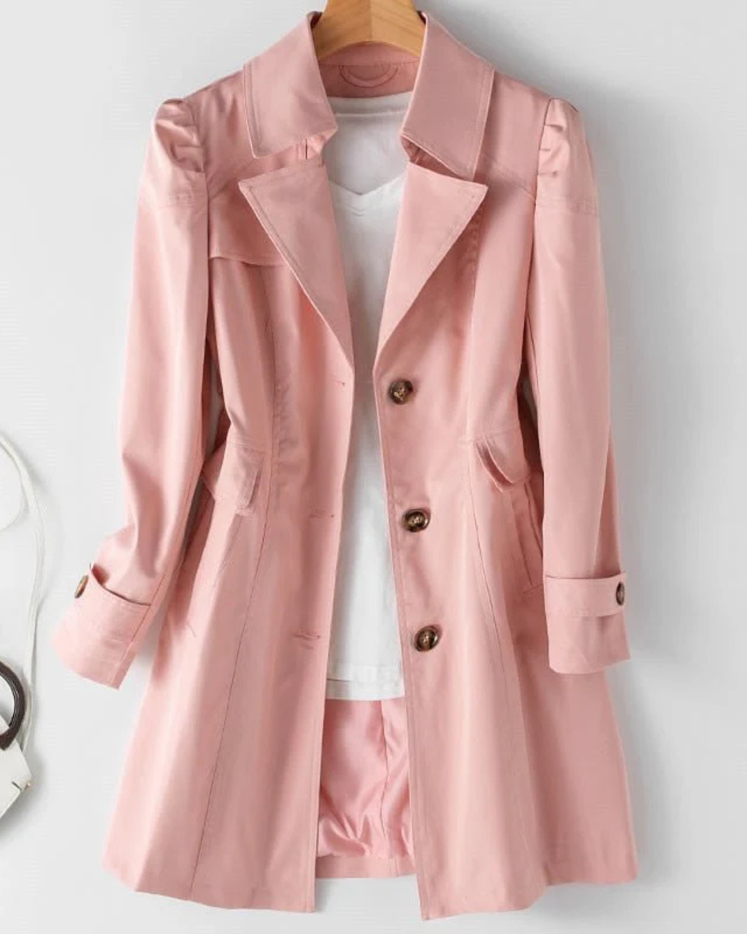 Women's Blazer Jacket with Wide Lapels and Button Front Closure