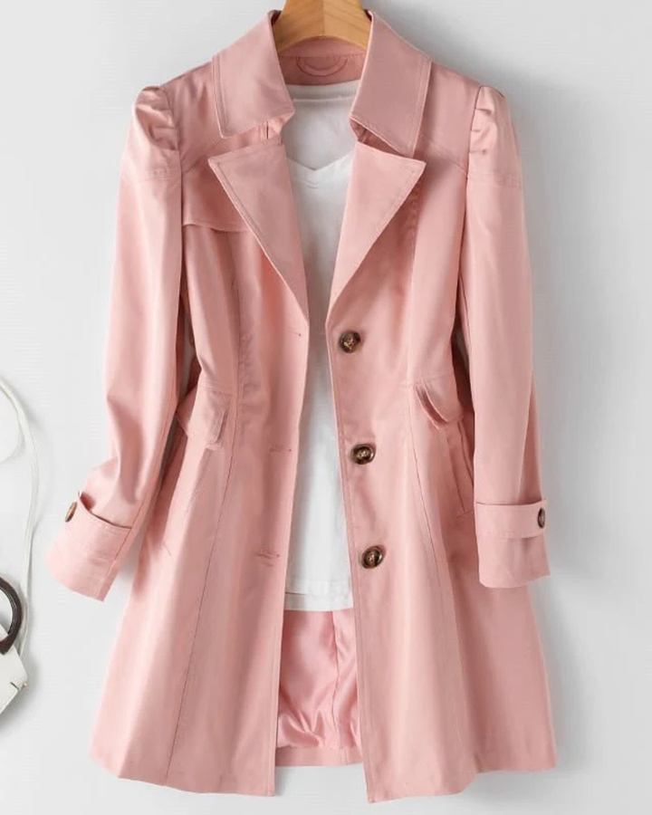 Women's Blazer Jacket with Wide Lapels and Button Front Closure