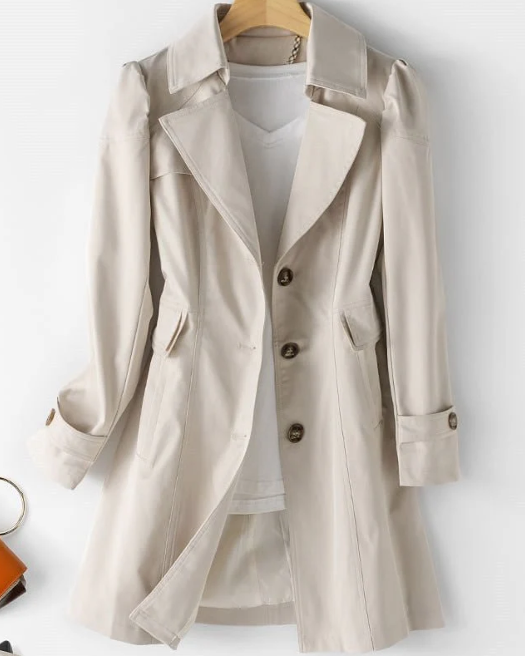 Women's Blazer Jacket with Wide Lapels and Button Front Closure