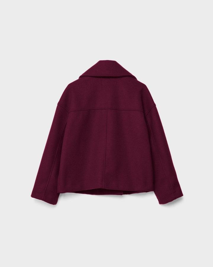 Women's Cropped Double Breasted Jacket with Notch Lapel Collar