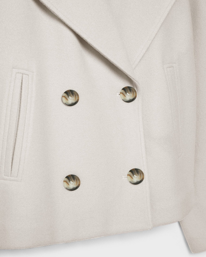 Women's Cropped Double Breasted Jacket with Notch Lapel Collar