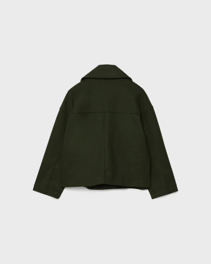 Women's Cropped Double Breasted Jacket with Notch Lapel Collar