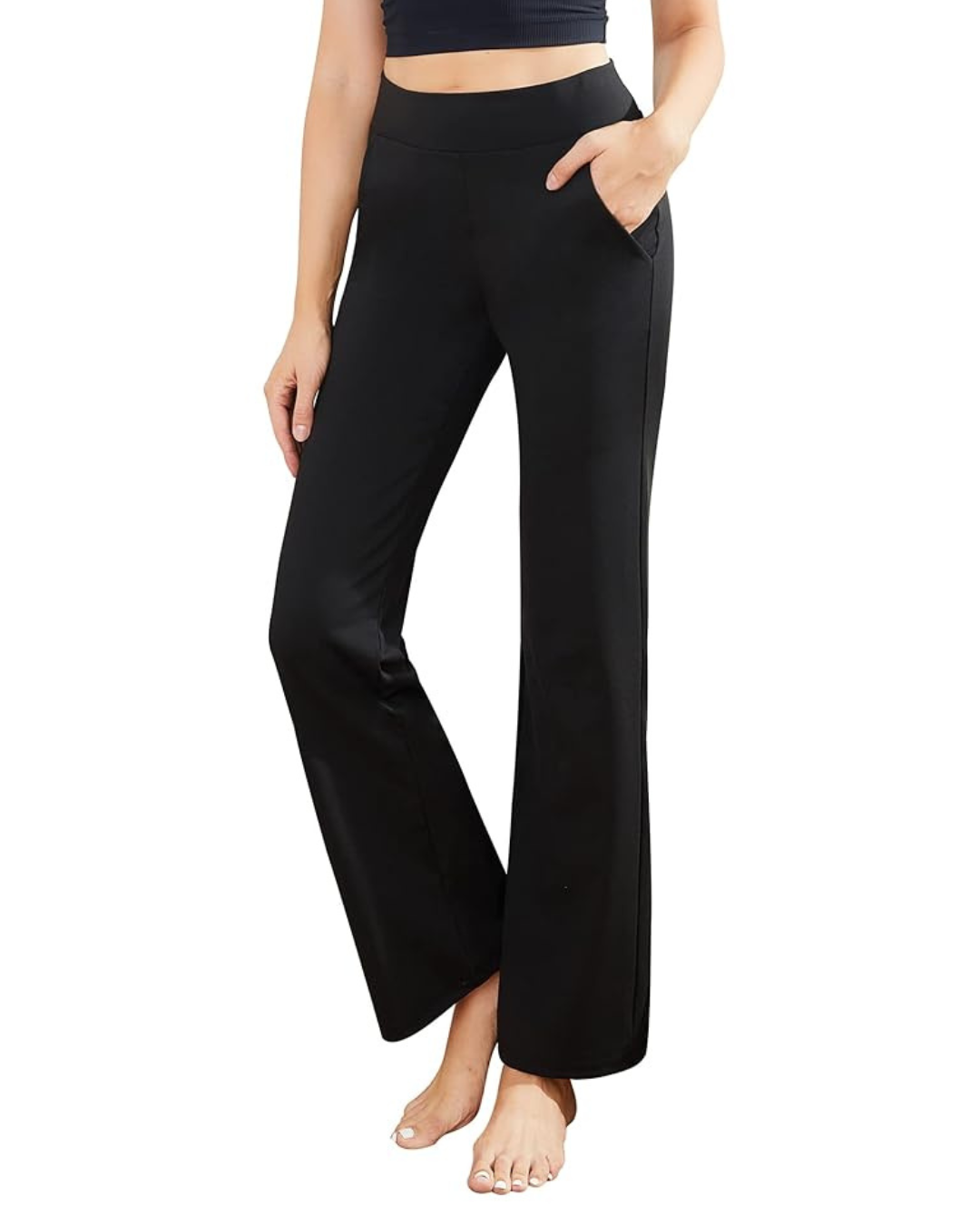 Women's High Waisted Bootcut Pants with Side Pockets