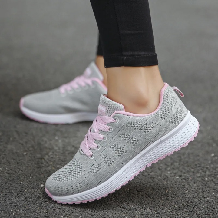 Women's Mesh Athletic Sneakers with Lace-Up Closure