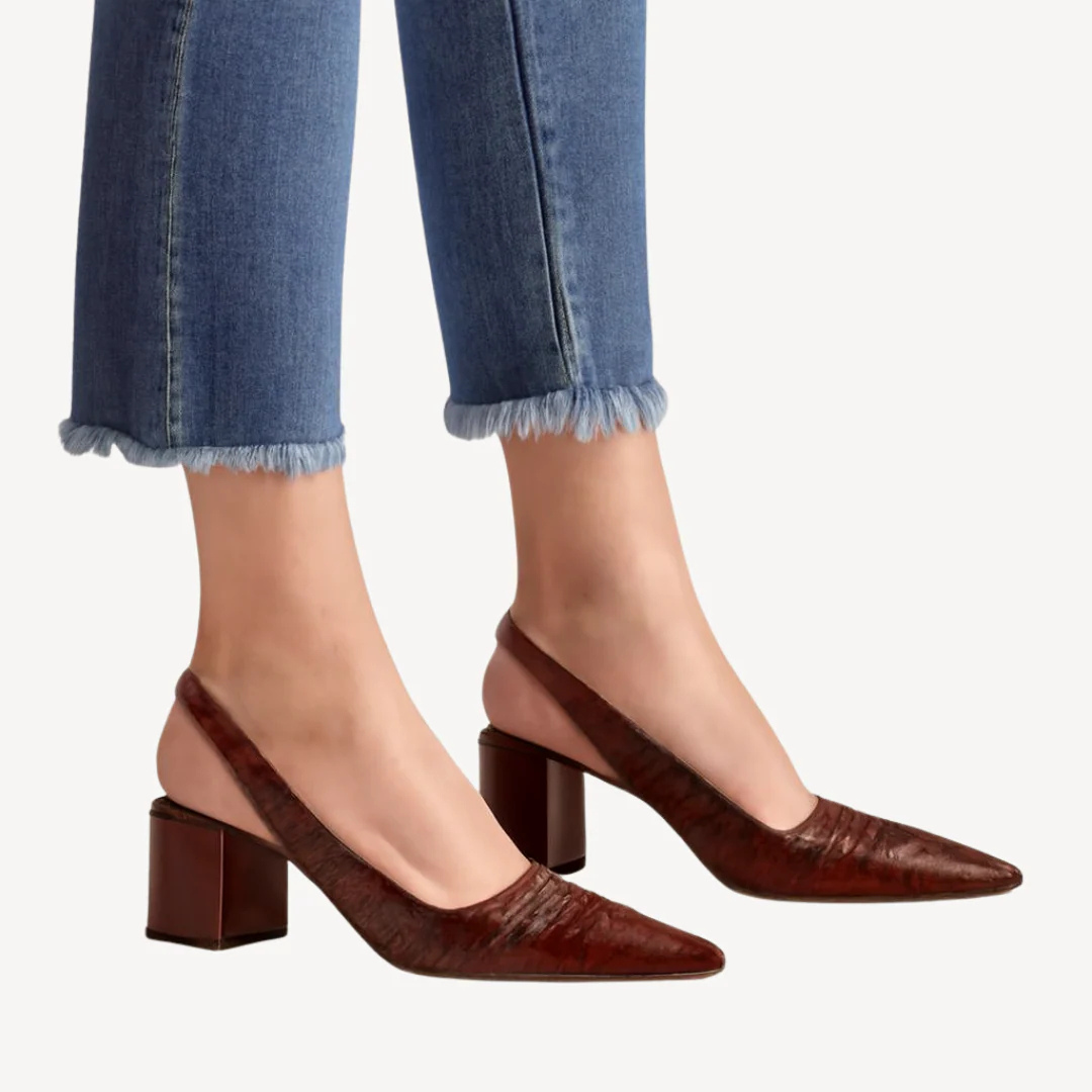 Women's Pointed Toe Slingback Heels with Block Heel