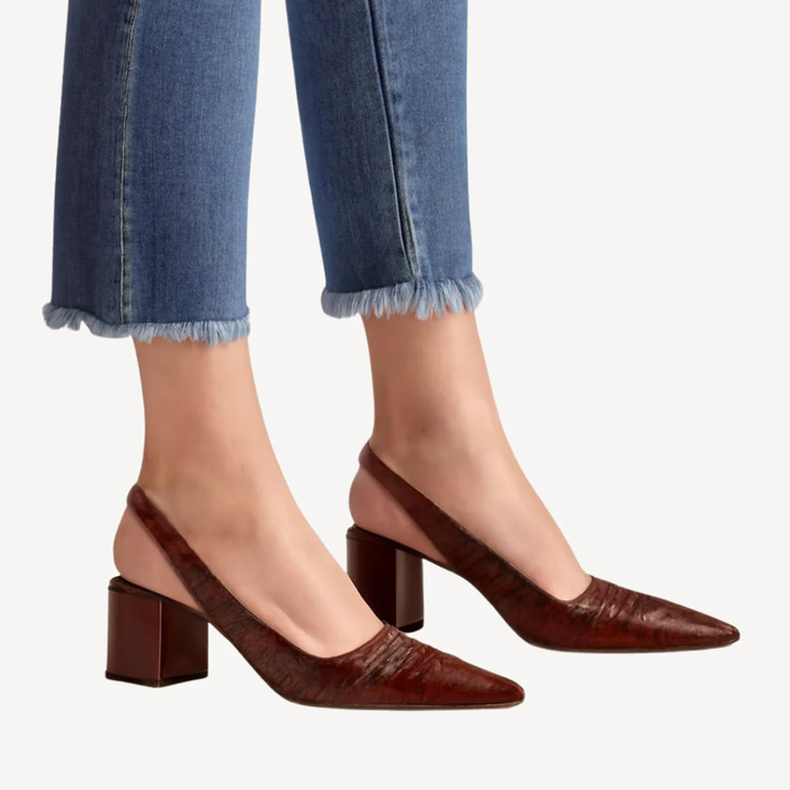 Women's Pointed Toe Slingback Heels with Block Heel