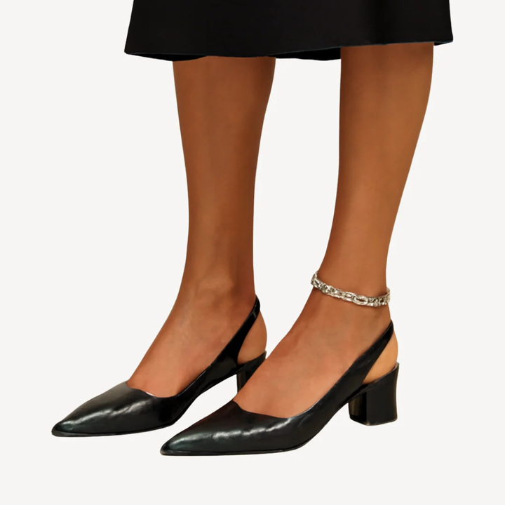 Women's Pointed Toe Slingback Heels with Block Heel
