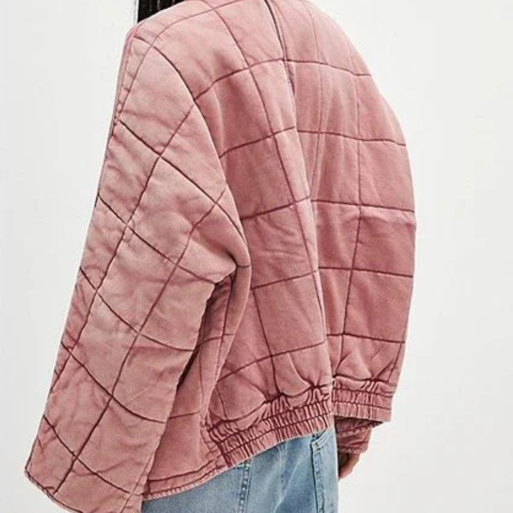 Women's Quilted Jacket with Zip Front and Chest Pockets