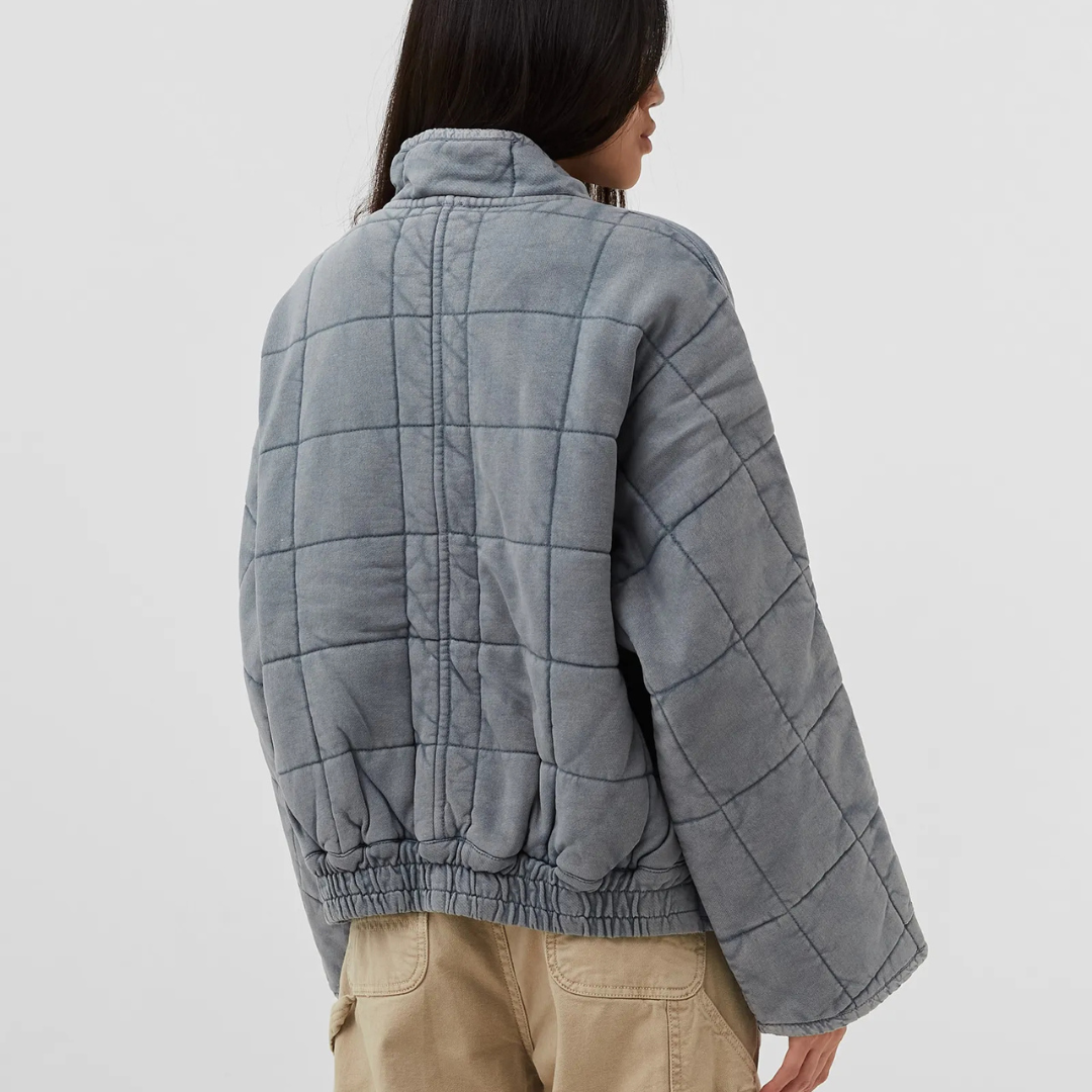 Women's Quilted Jacket with Zip Front and Chest Pockets