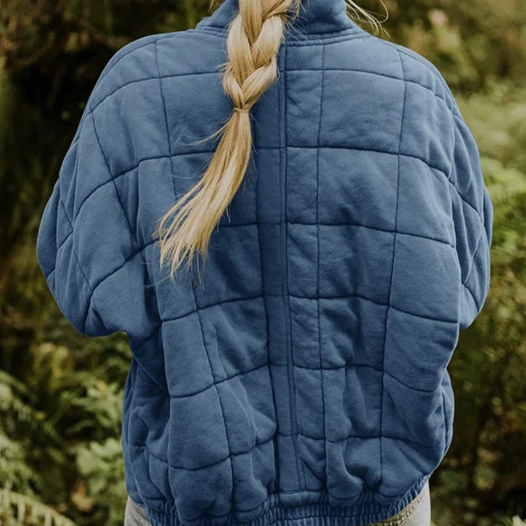 Women's Quilted Jacket with Zip Front and Chest Pockets
