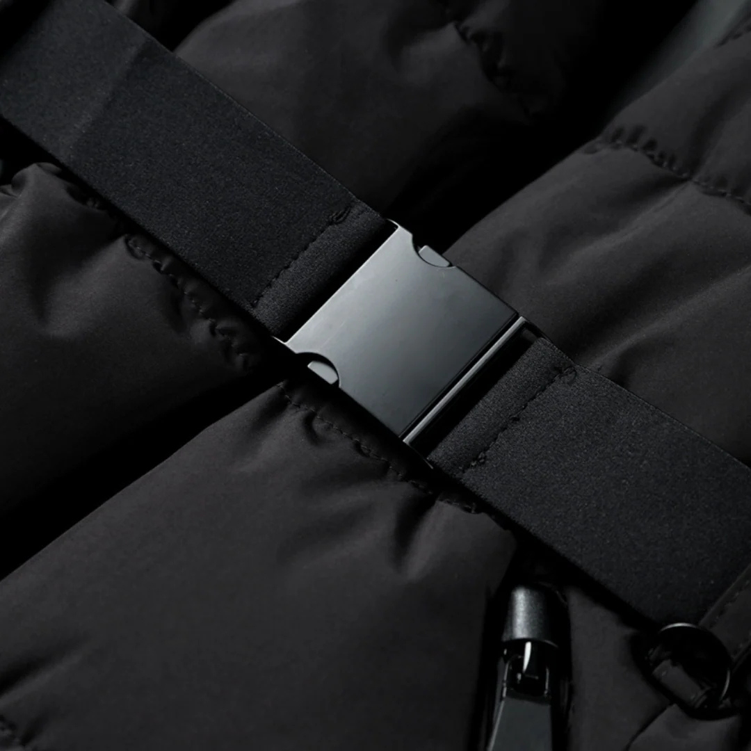 Women's Quilted Puffer Jacket with Belt and Stand Collar