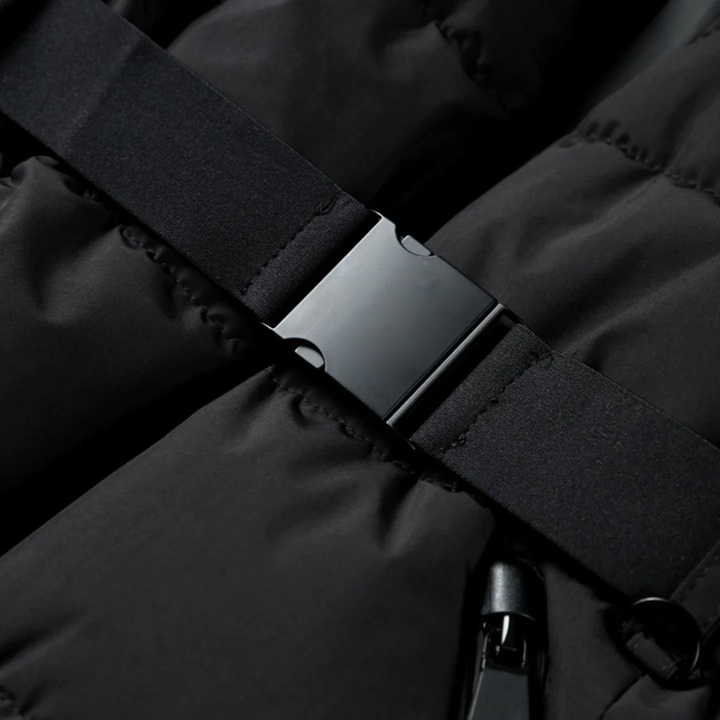 Women's Quilted Puffer Jacket with Belt and Stand Collar