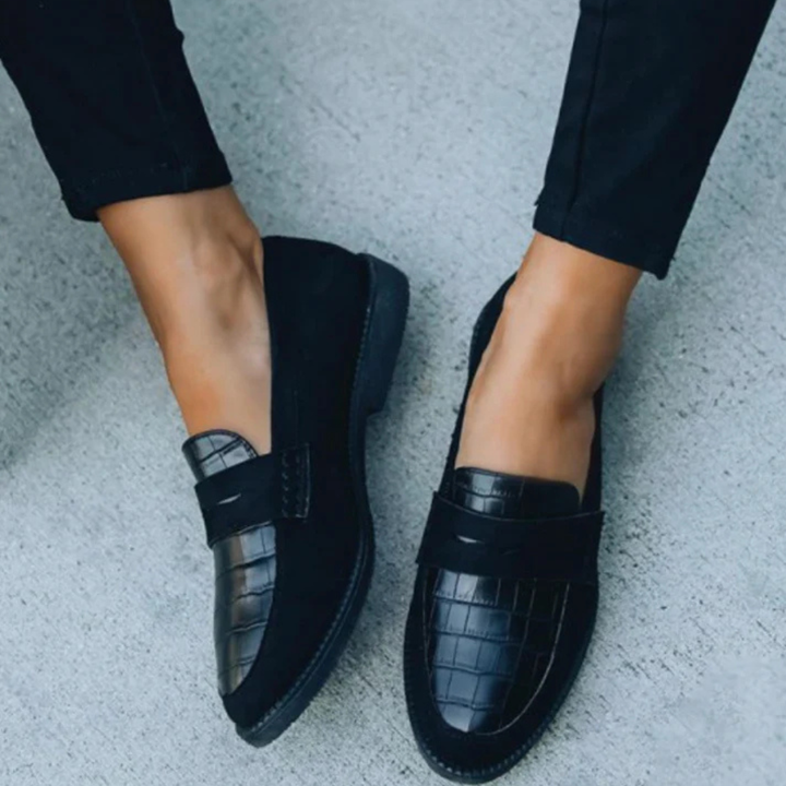 Women's Slip-On Loafers with Croc Embossed Detail