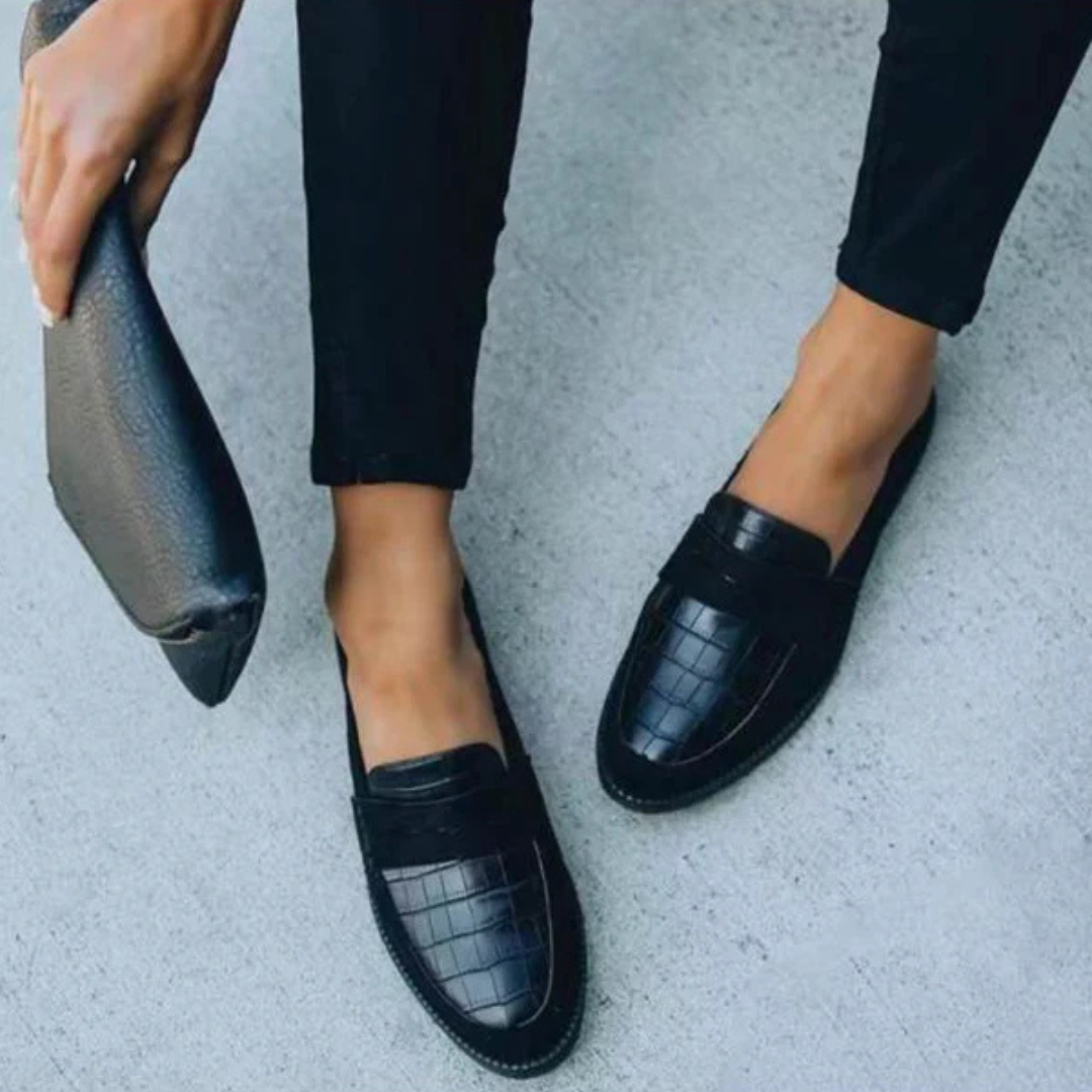 Women's Slip-On Loafers with Croc Embossed Detail