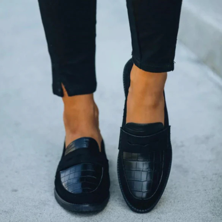 Women's Slip-On Loafers with Croc Embossed Detail