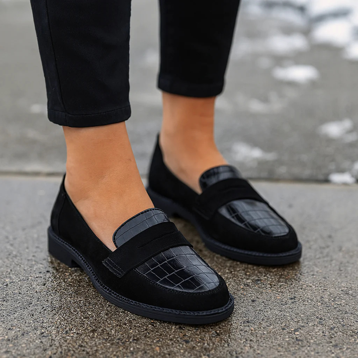 Women's Slip On Flat Shoes with Croc Embossed Pattern