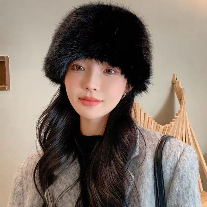 Women's Fur Hat with Full Coverage and Rounded Dome Shape