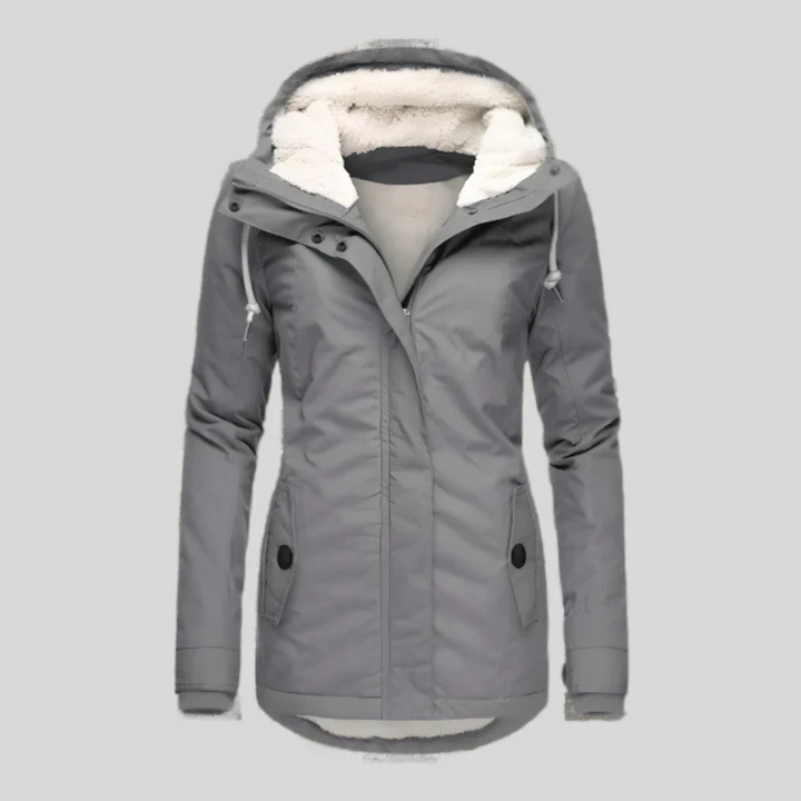 Women's Hooded Coats with Sherpa Lined Interior and Zip Closure