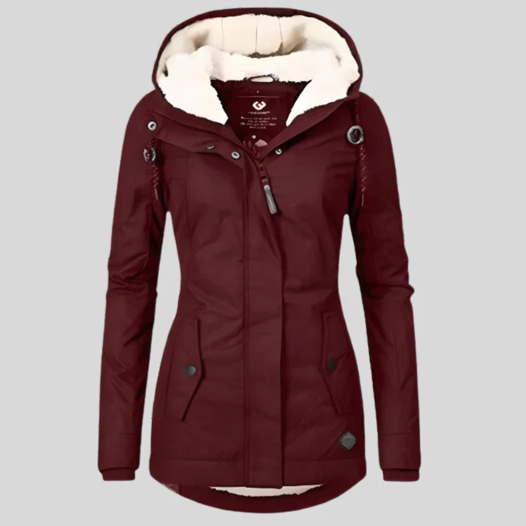 Women's Hooded Coats with Sherpa Lined Interior and Zip Closure