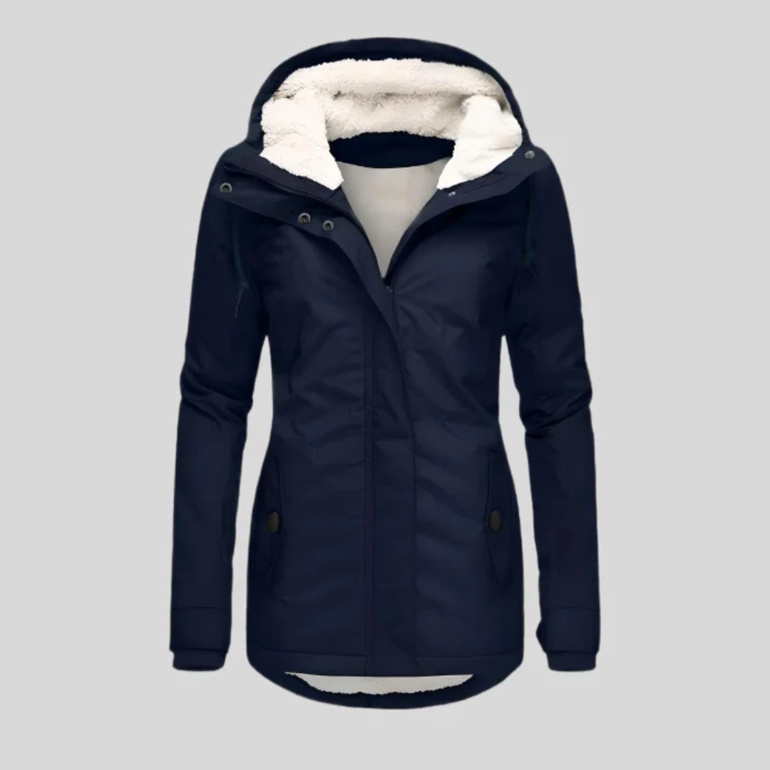 Women's Hooded Coats with Sherpa Lined Interior and Zip Closure