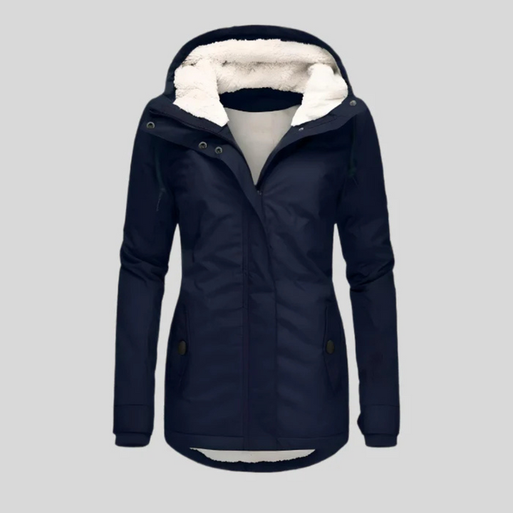 Women's Hooded Coats with Sherpa Lined Interior and Zip Closure