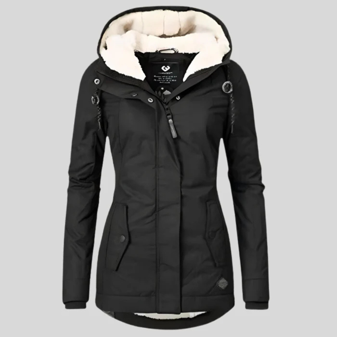 Women's Hooded Coats with Sherpa Lined Interior and Zip Closure