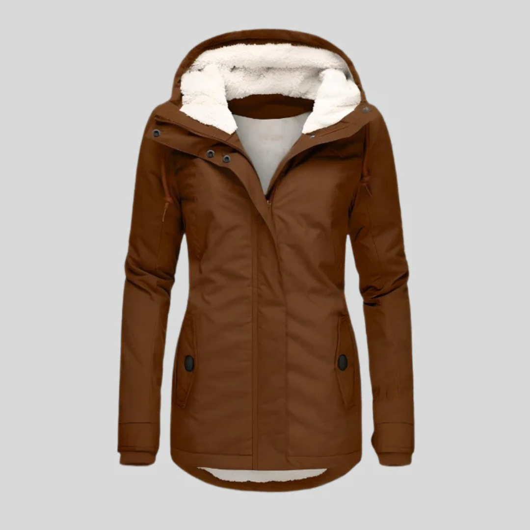 Women's Hooded Coats with Sherpa Lined Interior and Zip Closure