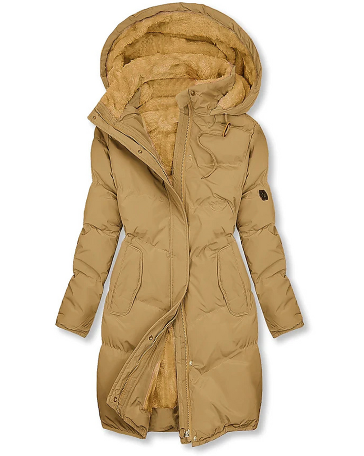 Women's Quilted Parka Coat with Faux Fur Lined Hood