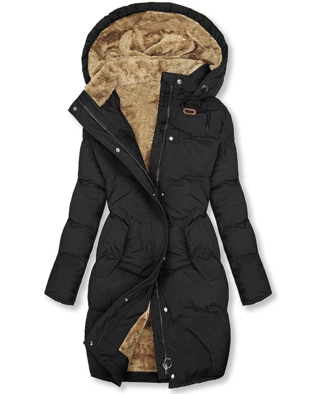 Women's Quilted Parka Coat with Faux Fur Lined Hood