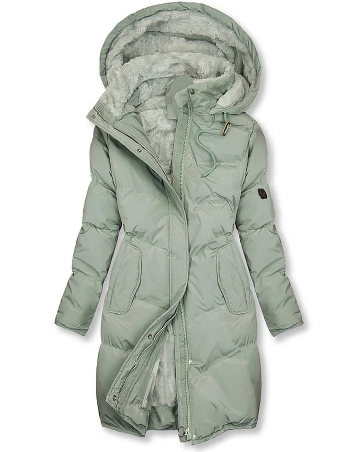 Women's Quilted Parka Coat with Faux Fur Lined Hood