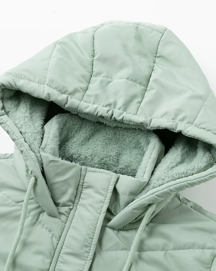 Women's Quilted Parka Coat with Faux Fur Lined Hood