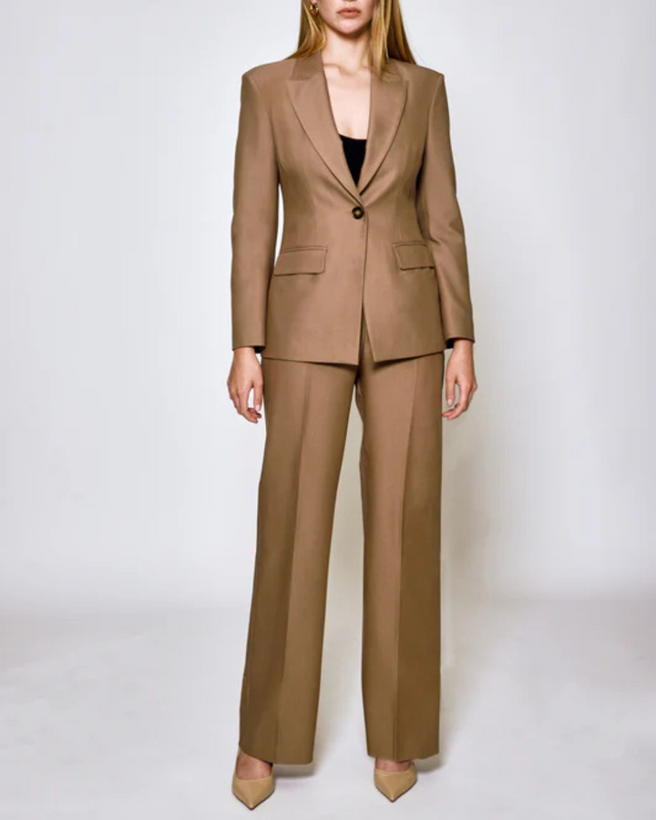 Women's Two Piece Suit Set with Single Breasted Blazer and Wide Leg Pants