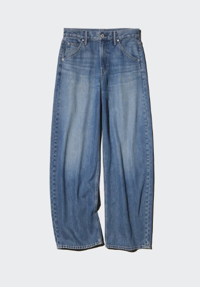 Women's Wide Leg Pleated Jeans with High Waist